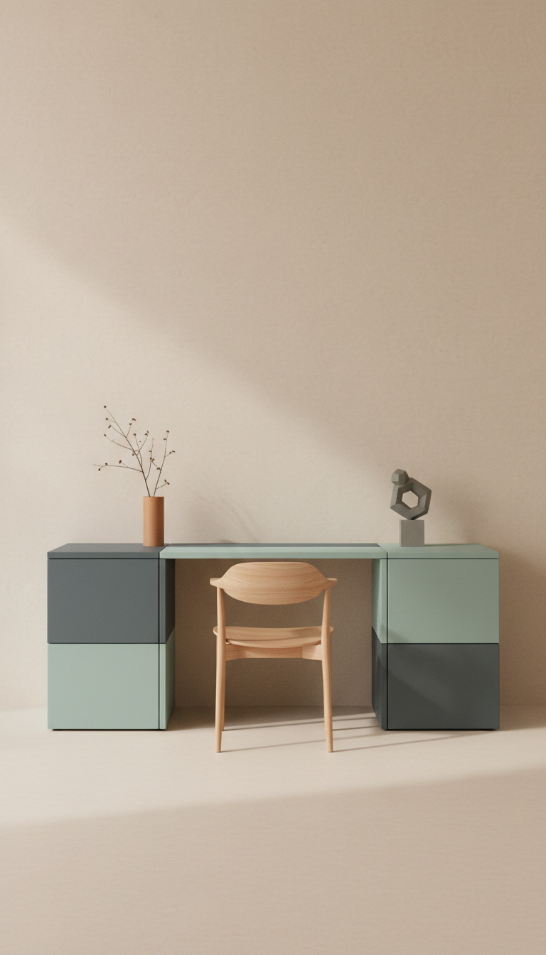 credenza contenitiva integrata con ante scorrevoli